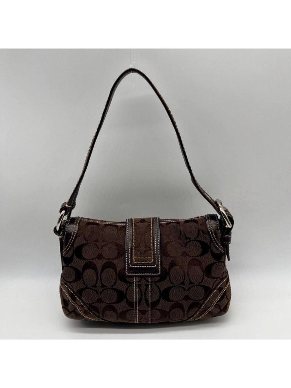 Coach Brown Signature Canvas Soho Buckle Flap Bag - Picture 2 of 13